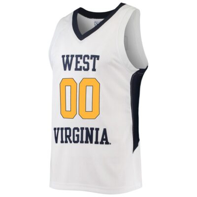 Alternative view of Custom West Virginia Mountaineers Basketball White Commemorative Classic Jersey - All Stitched