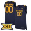 Custom West Virginia Mountaineers Basketball Navy Away Jersey w/ XII Patch - All Stitched