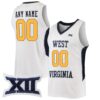 Custom West Virginia Mountaineers Basketball White Commemorative Classic Jersey w/ XII Patch - All Stitched