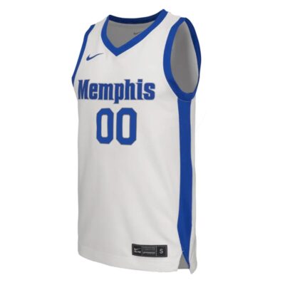 Alternative view of Custom Memphis Tigers Basketball White Home Jersey - All Stitched