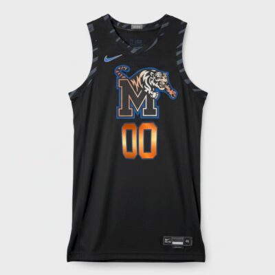 Alternative view of Custom Memphis Tigers Basketball Black Alternate Jersey - All Stitched