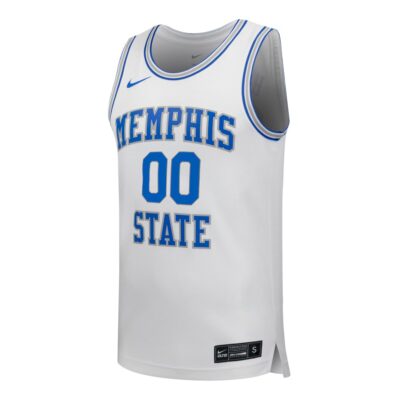 Alternative view of Custom Memphis Tigers Basketball White Throwback Home Jersey - All Stitched
