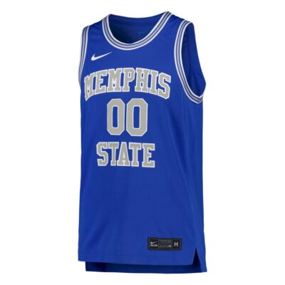 Alternative view of Custom Memphis Tigers Basketball Royal Blue Throwback Away Jersey - All Stitched