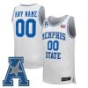 Custom Memphis Tigers Basketball White Throwback Home Jersey w/ AAC Patch - All Stitched
