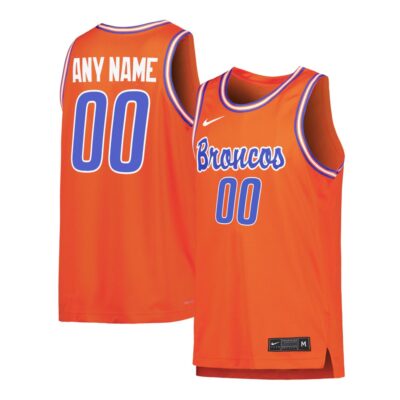 Custom Boise State Broncos Basketball Orange Retro Throwback Jersey - All Stitched