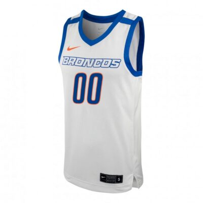 Alternative view of Custom Boise State Broncos Basketball White Retro Throwback Jersey - All Stitched