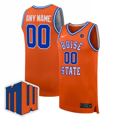 Custom Boise State Broncos Basketball 2025/26 Orange Home Jersey w/ MW Patch - All Stitched