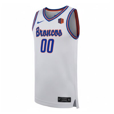 Alternative view of Custom Boise State Broncos Basketball 2025/26 White Away Jersey w/ MW Patch - All Stitched