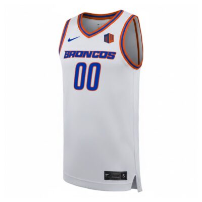 Alternative view of Custom Boise State Broncos Basketball 2025/26 White Alternate Jersey w/ MW Patch - All Stitched