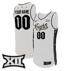 Custom UCF Knights Basketball White Home Jersey w/ XII Patch - All Stitched
