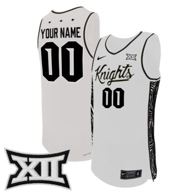 Custom UCF Knights Basketball White Home Jersey w/ XII Patch - All Stitched