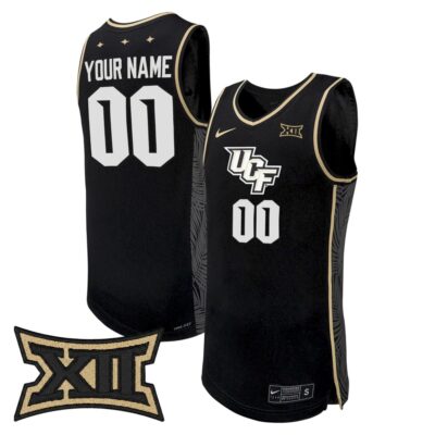 Custom UCF Knights Basketball Black Alternate Jersey w/ XII Patch - All Stitched