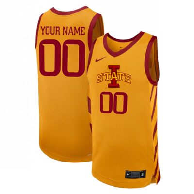 Custom Iowa State Cyclones Basketball Gold Alternate Jersey - All Stitched