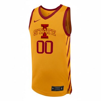 Alternative view of Custom Iowa State Cyclones Basketball Gold Alternate Jersey - All Stitched