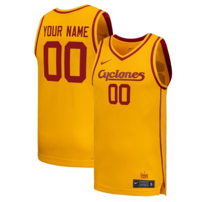 Custom Iowa State Cyclones Basketball Gold 2nd Alternate Jersey - All Stitched