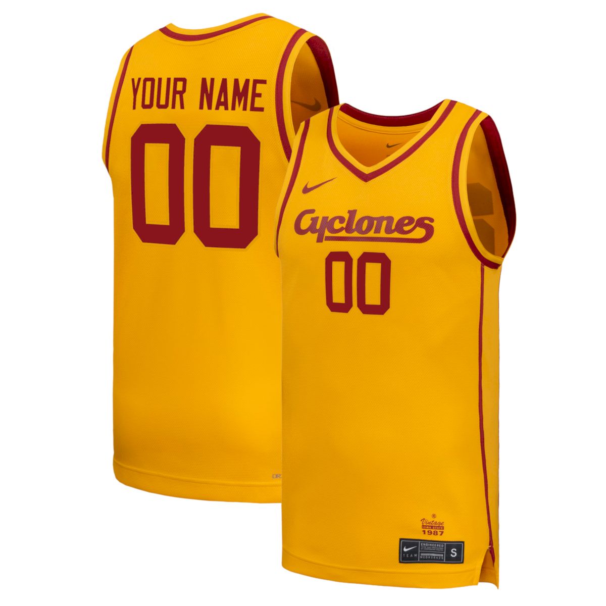 Custom Iowa State Cyclones Basketball Gold 2nd Alternate Jersey - All Stitched