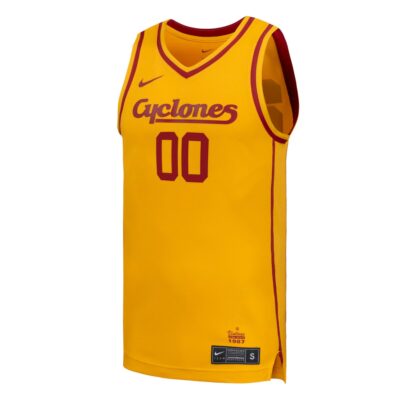 Alternative view of Custom Iowa State Cyclones Basketball Gold 2nd Alternate Jersey - All Stitched