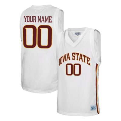 Custom Iowa State Cyclones Basketball White Retro Throwback Jersey - All Stitched