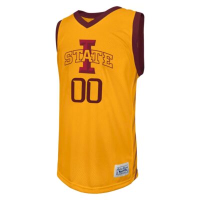 Alternative view of Custom Iowa State Cyclones Basketball Gold Retro Throwback Jersey - All Stitched