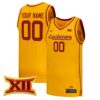 Custom Iowa State Cyclones Basketball Gold 2nd Alternate Jersey w/ XII Patch - All Stitched