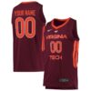 Custom Virginia Tech Hokies Basketball Maroon Away Jersey - All Stitched