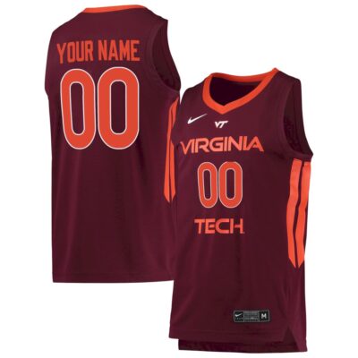 Custom Virginia Tech Hokies Basketball Maroon Away Jersey - All Stitched