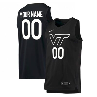 Custom Virginia Tech Hokies Basketball Black Alternate Jersey - All Stitched