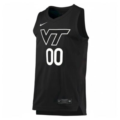 Alternative view of Custom Virginia Tech Hokies Basketball Black Alternate Jersey - All Stitched
