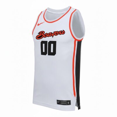 Alternative view of Custom Oregon State Beavers Basketball White Home Jersey - All Stitched
