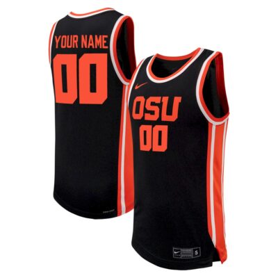 Custom Oregon State Beavers Basketball Black Alternate Jersey - All Stitched
