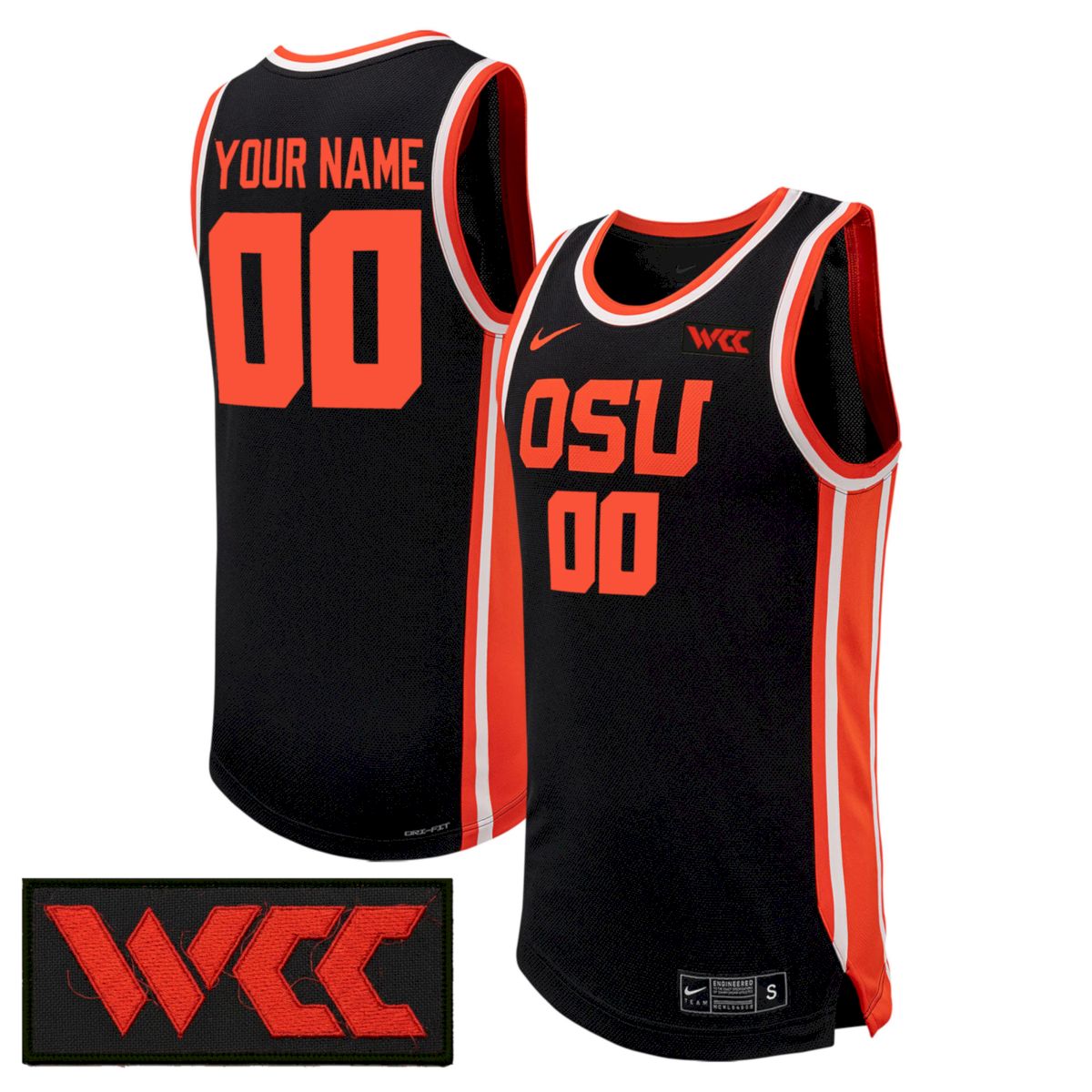 Custom Oregon State Beavers Basketball Black Alternate Jersey w/ WCC Patch - All Stitched