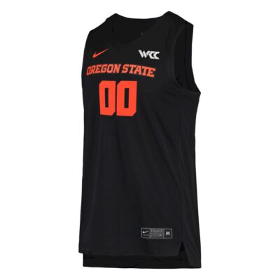 Alternative view of Custom Oregon State Beavers Basketball Black Jersey w/ WCC Patch - All Stitched