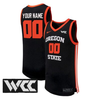 Custom Oregon State Beavers Basketball Black Alumni Jersey w/ WCC Patch - All Stitched