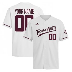 Custom Texas A&M Aggies Baseball White Jersey - All Stitched