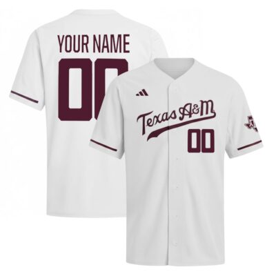 Custom Texas A&M Aggies Baseball White Jersey - All Stitched