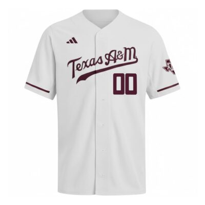 Alternative view of Custom Texas A&M Aggies Baseball White Jersey - All Stitched