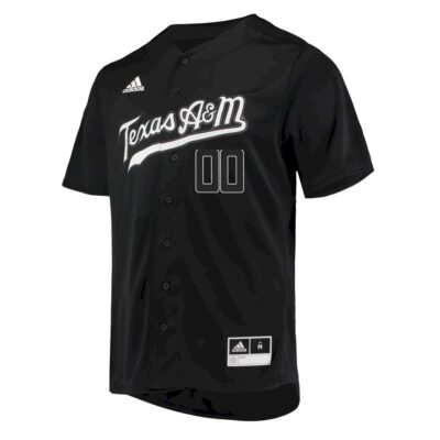 Alternative view of Custom Texas A&M Aggies Baseball Black Jersey - All Stitched