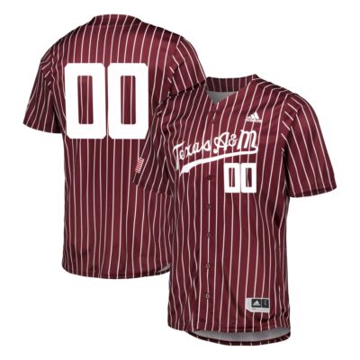 Custom Texas A&M Aggies Baseball Maroon Pinstripe Jersey - All Stitched