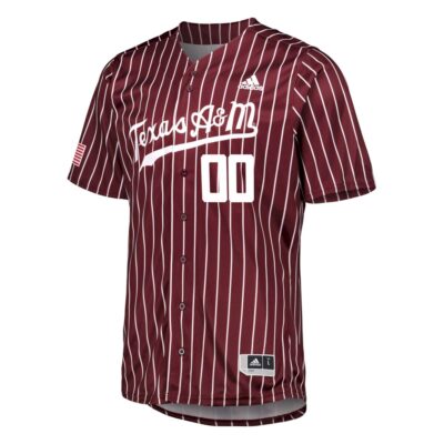 Alternative view of Custom Texas A&M Aggies Baseball Maroon Pinstripe Jersey - All Stitched