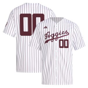 Custom Texas A&M Aggies Baseball White Pinstripe Home Jersey - All Stitched