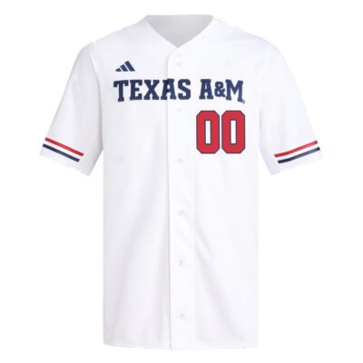 Alternative view of Custom Texas A&M Aggies Baseball White Away Jersey - All Stitched
