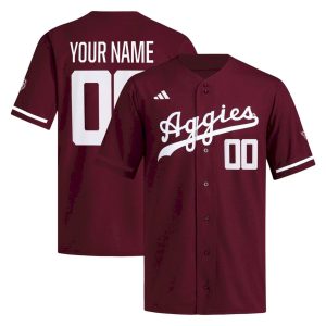 Custom Texas A&M Aggies Baseball Maroon Alternate Jersey - All Stitched