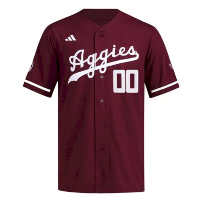 Alternative view of Custom Texas A&M Aggies Baseball Maroon Alternate Jersey - All Stitched