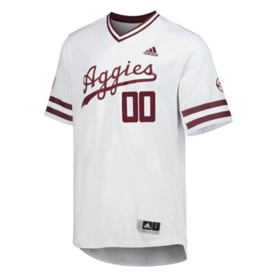 Alternative view of Custom Texas A&M Aggies Baseball White Script Jersey - All Stitched