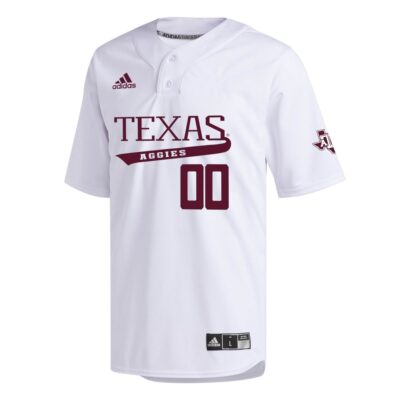 Alternative view of Custom Texas A&M Aggies Baseball White Sweep Jersey - All Stitched