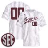 Custom Texas A&M Aggies Baseball White Pinstripe Home Jersey w/ SEC Patch - All Stitched