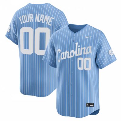 Custom North Carolina Tar Heels Baseball Carolina Blue Pinstripe Home Limited Jersey - All Stitched