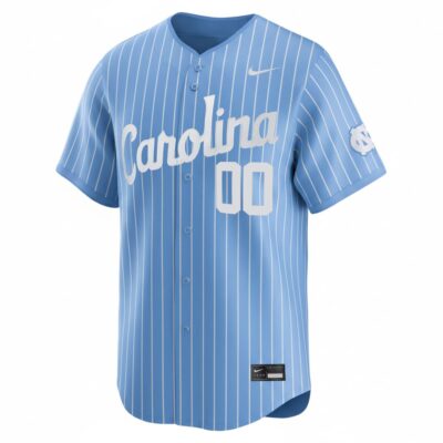 Alternative view of Custom North Carolina Tar Heels Baseball Carolina Blue Pinstripe Home Limited Jersey - All Stitched
