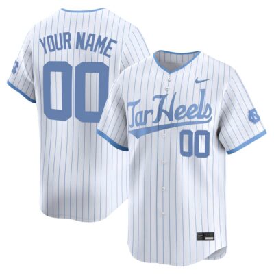 Custom North Carolina Tar Heels Baseball White Away Limited Jersey - All Stitched