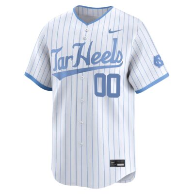 Alternative view of Custom North Carolina Tar Heels Baseball White Away Limited Jersey - All Stitched
